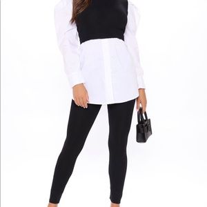 Fashion nova Work Again Legging Set - Black/White  MEDIUM NEW